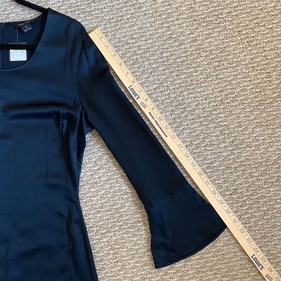 NWT Club Monaco women’s navy Long Sleeve Flounce asymmetric Dress size 10 - Picture 12 of 14